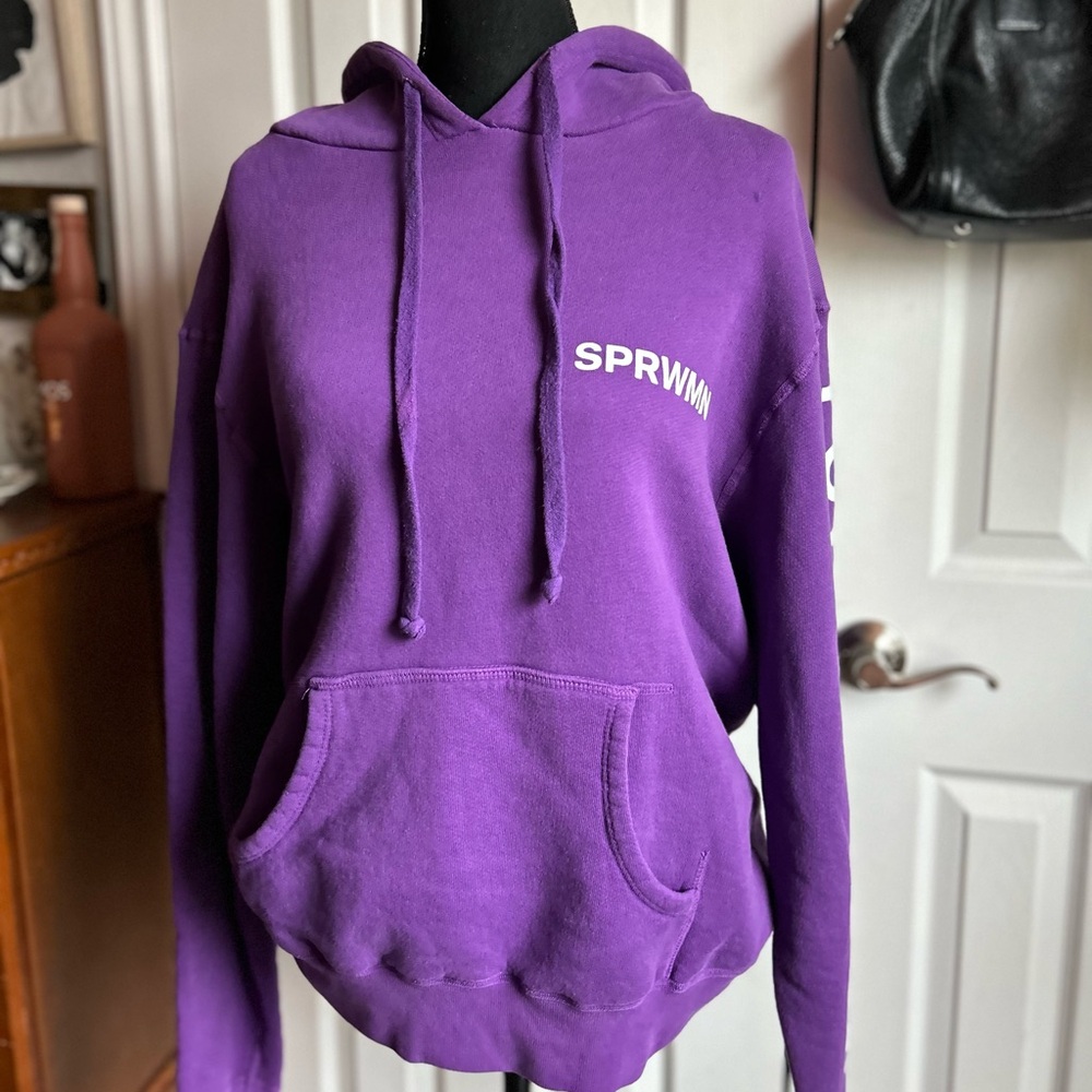 SPRWMN purple pullover kangaroo pocket hoodie